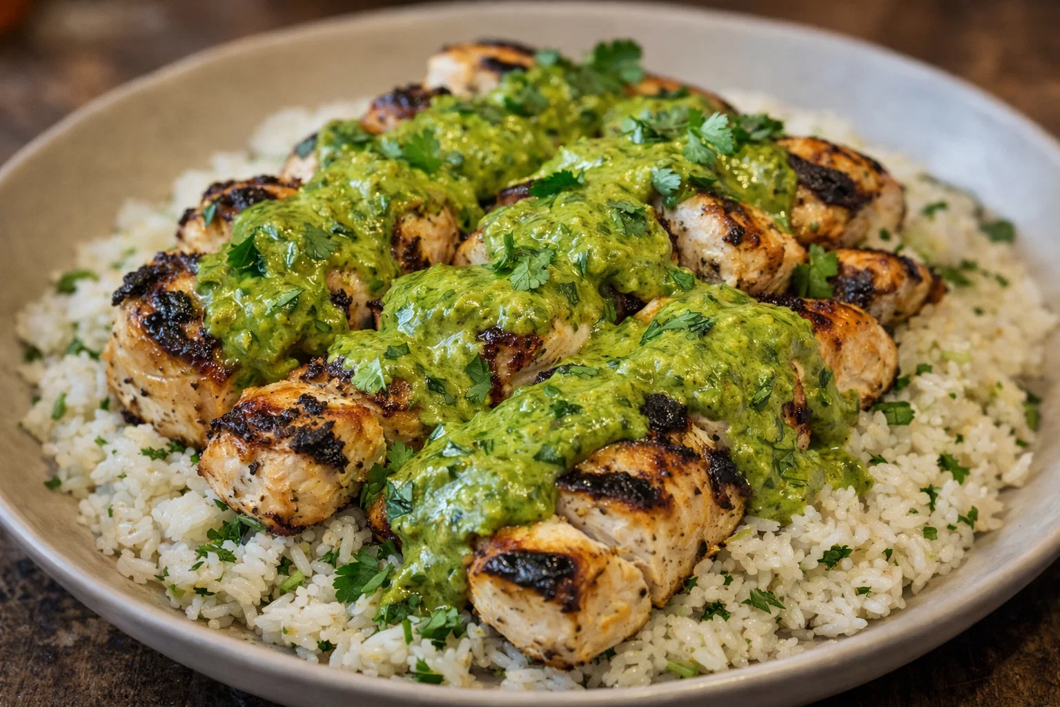 Peruvian Chicken with Aji Verde  Cilantro Rice