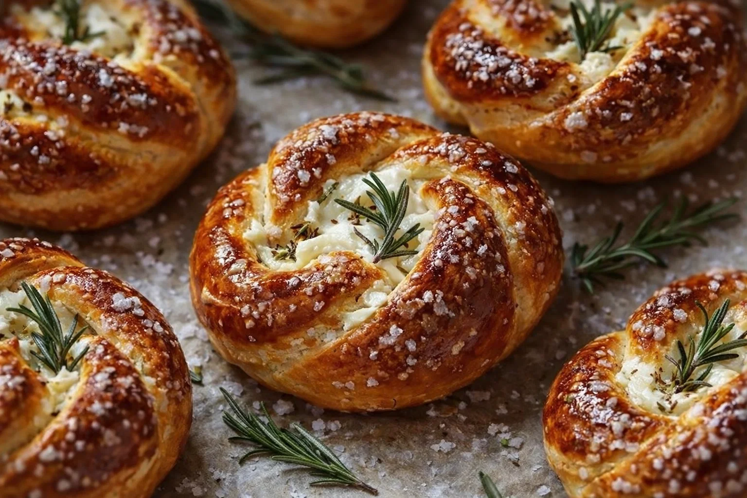Irresistible Mozzarella Filled Rosemary Pretzels