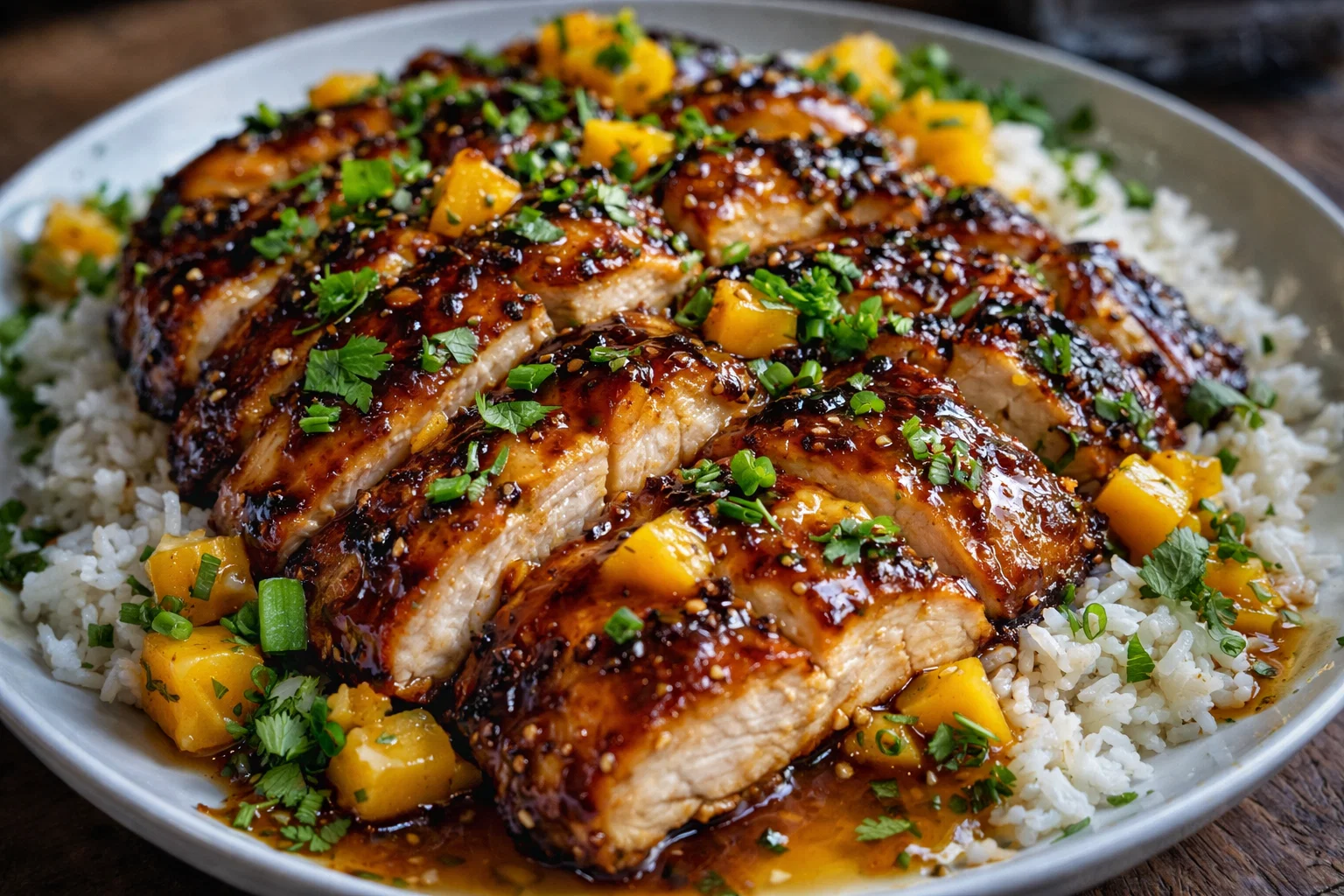 Irresistible Sweet  Savory Asian Mango Glazed Chicken Twists