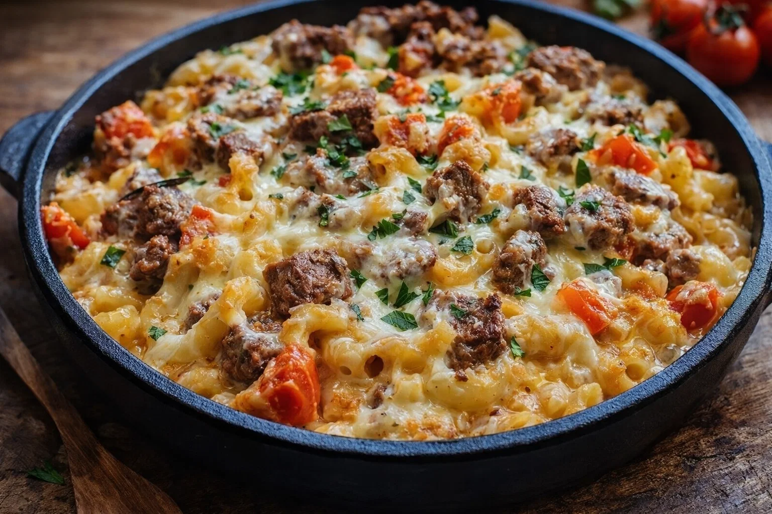 Steak  Pepper Jack Queso Mac