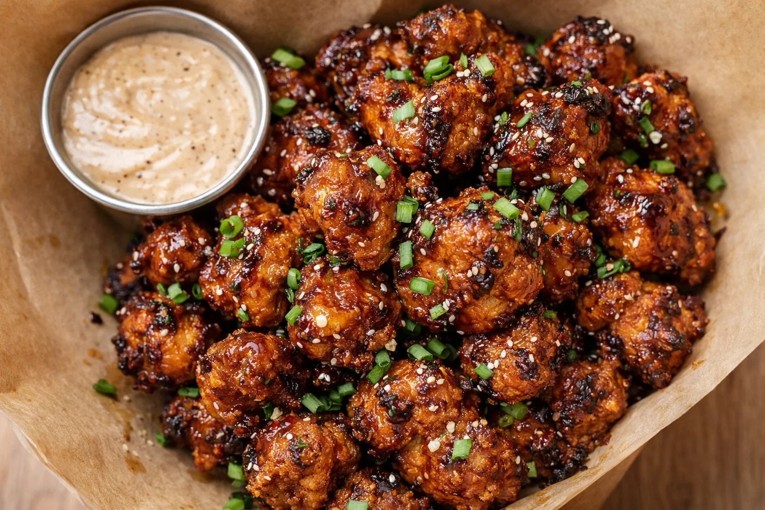 Sticky Honey Garlic Cauliflower Wings